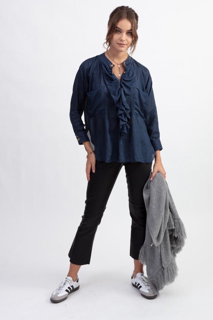 VIA MASINI Stretch - Leather leggings cropped chocolat