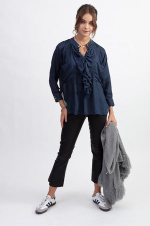 VIA MASINI Stretch - Leather leggings cropped chocolat
