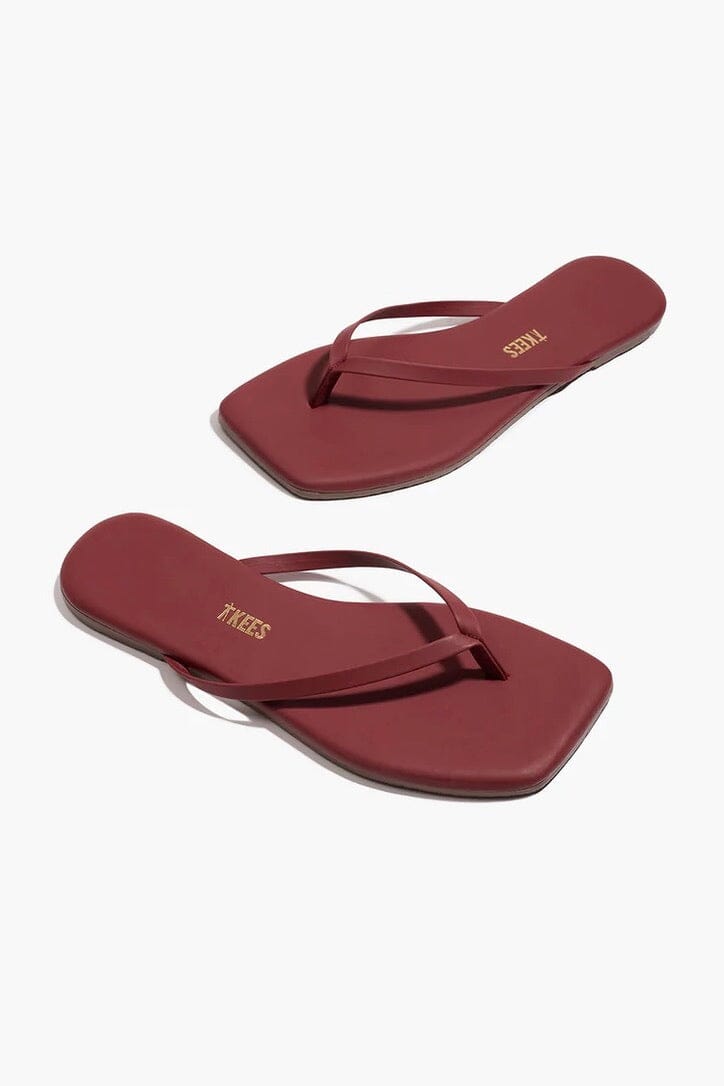 TKEES Leder Flip Flop "SQUARE" burgundy