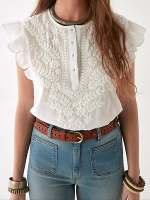 MAISON HOTEL Baumwollbluse "ASHANTI" bianco