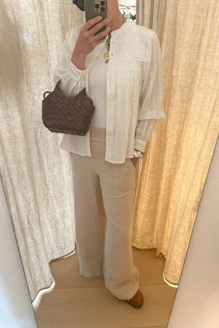 VIA MASINI  Lyocell/Leinenhose "Samira" sand