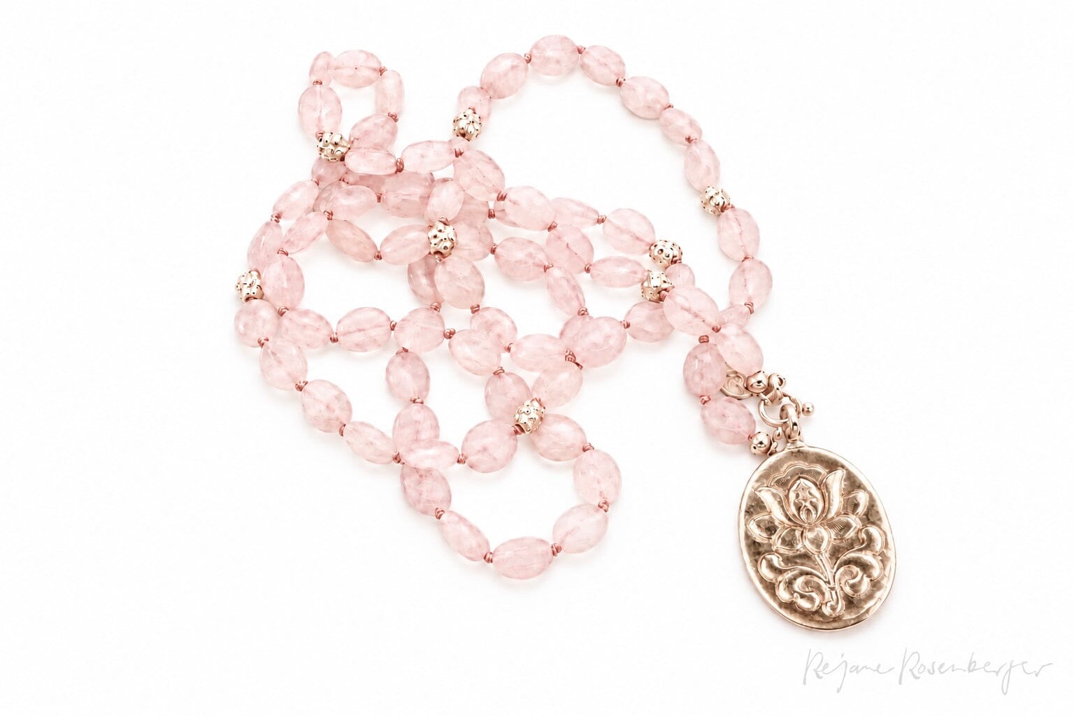 REJANE ROSENBERGER DESIGN Rosenquarzkette "Lotus" oval