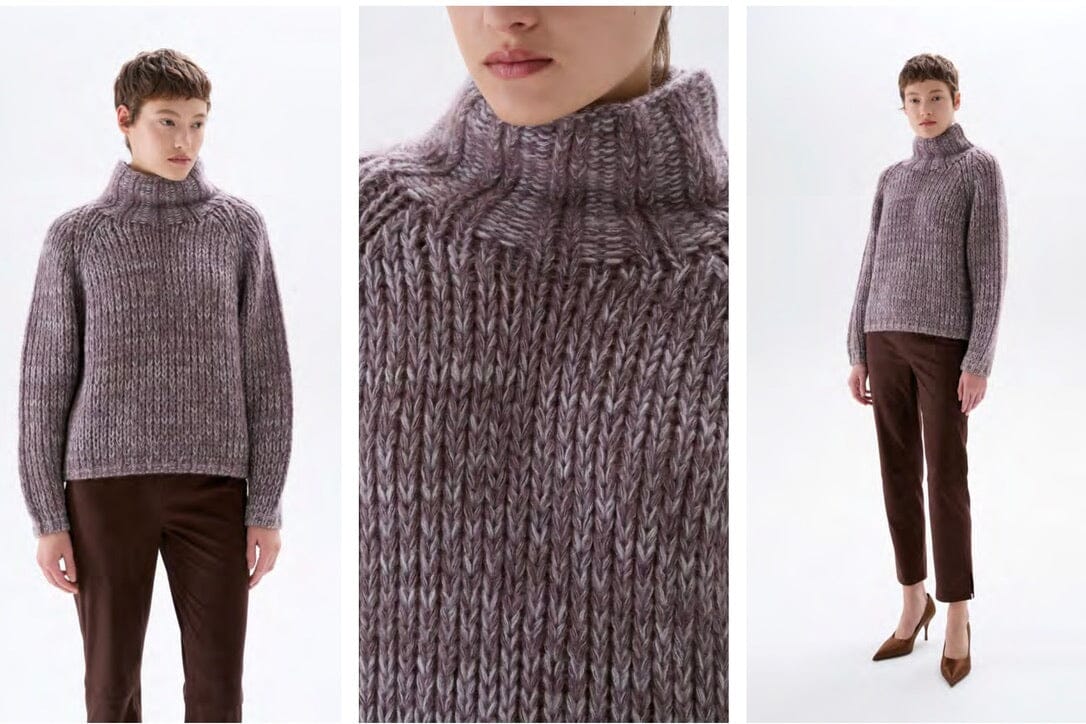 FFC Stehkragen Pullover  "14057" chiné aubergine