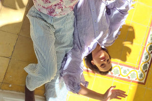 CLARAMONTE Baumwollhose "Paolo" blue stripe