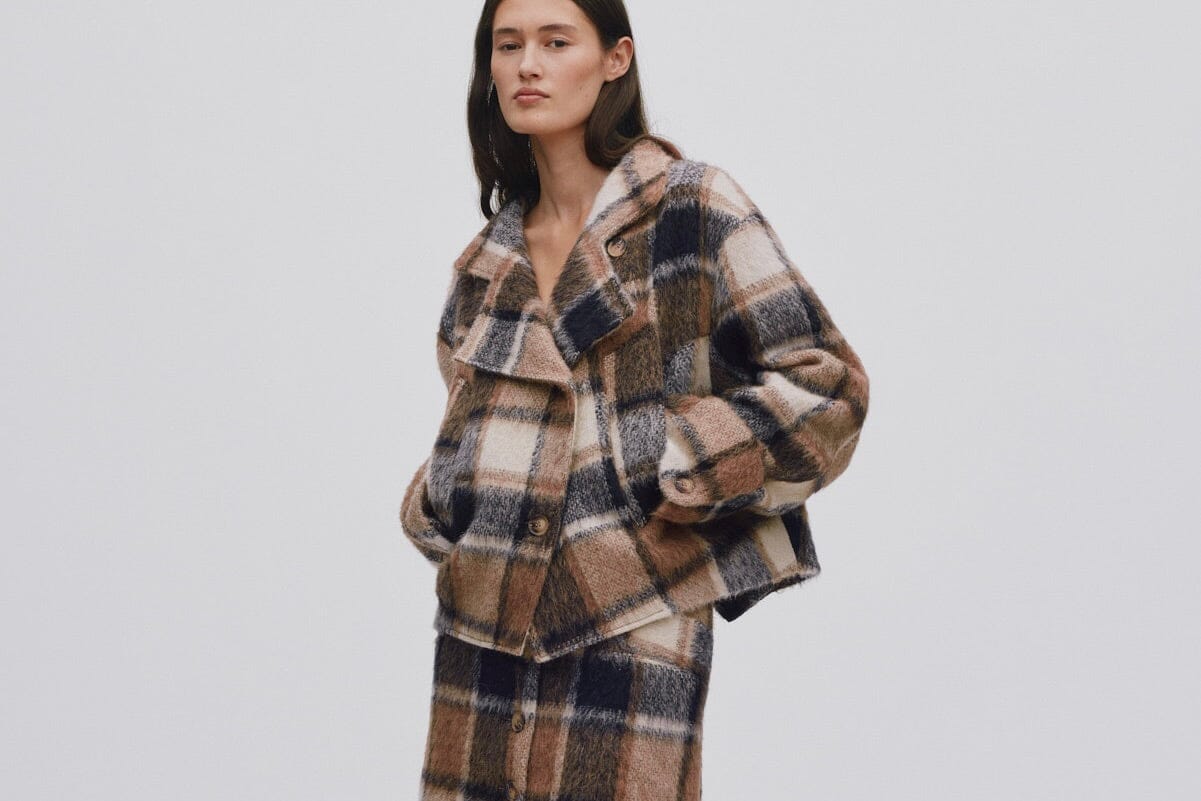 RABENS SALONER Woolmix Jacket "EHSAN" check brown