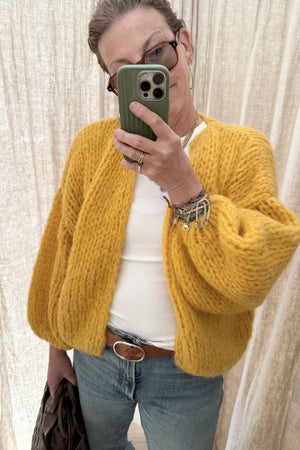 MAIAMI Langarm Cardigan "ALPACA" sun yellow
