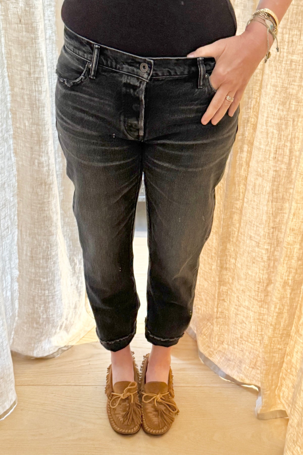 BORO Denim Cropped Jeans "SAPPORO" black wash