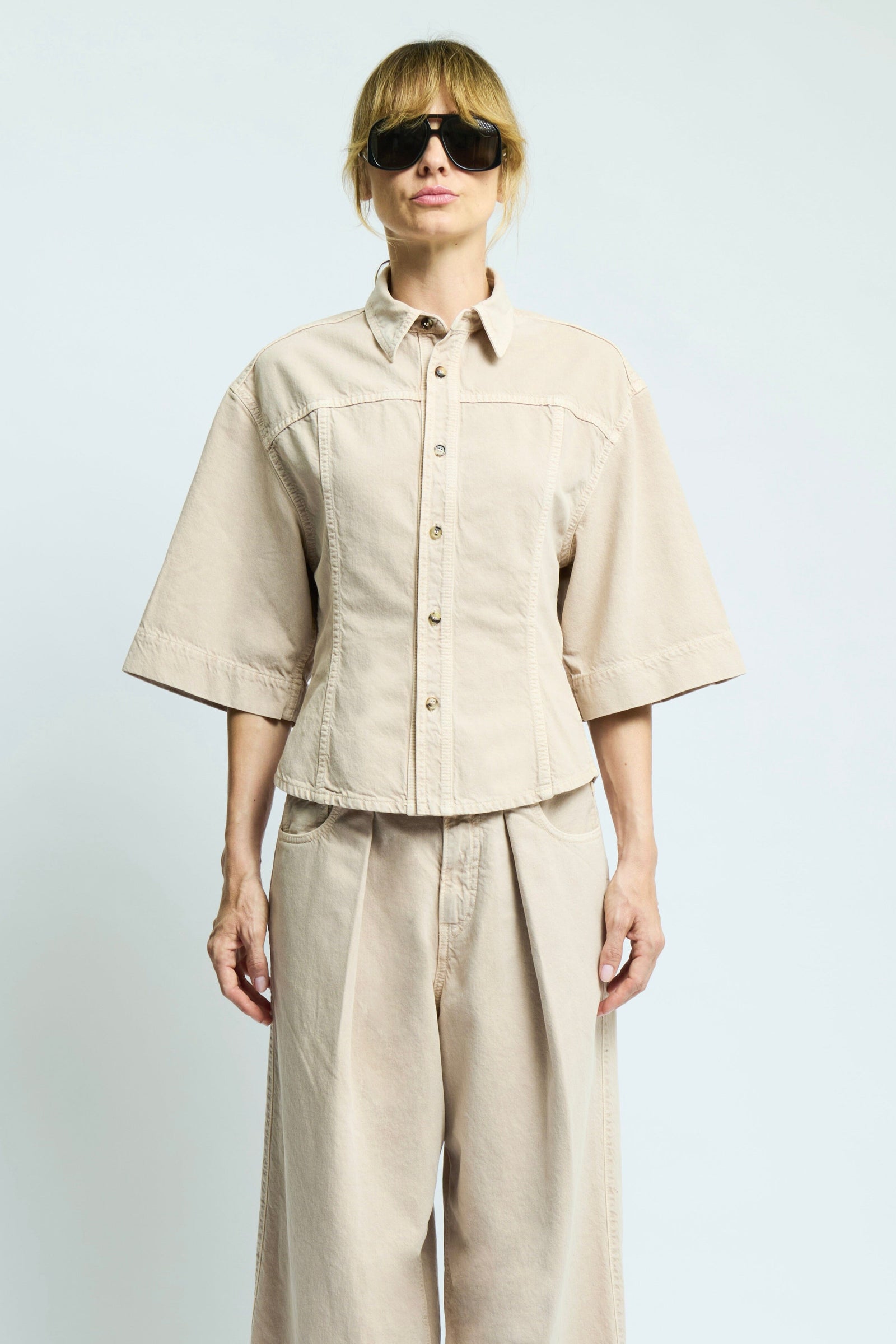 HAIKURE Wide Jeans Jacke "LILAS" skin washed