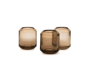 Gommaire SMALL Hurricane glass "Daniel" smoky brown