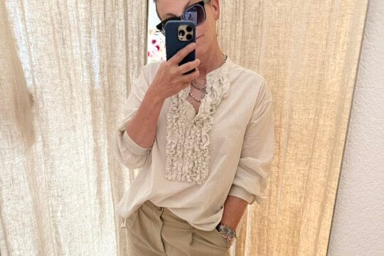 SOSUE Baumwollbluse Ruffle "Bruna" beige