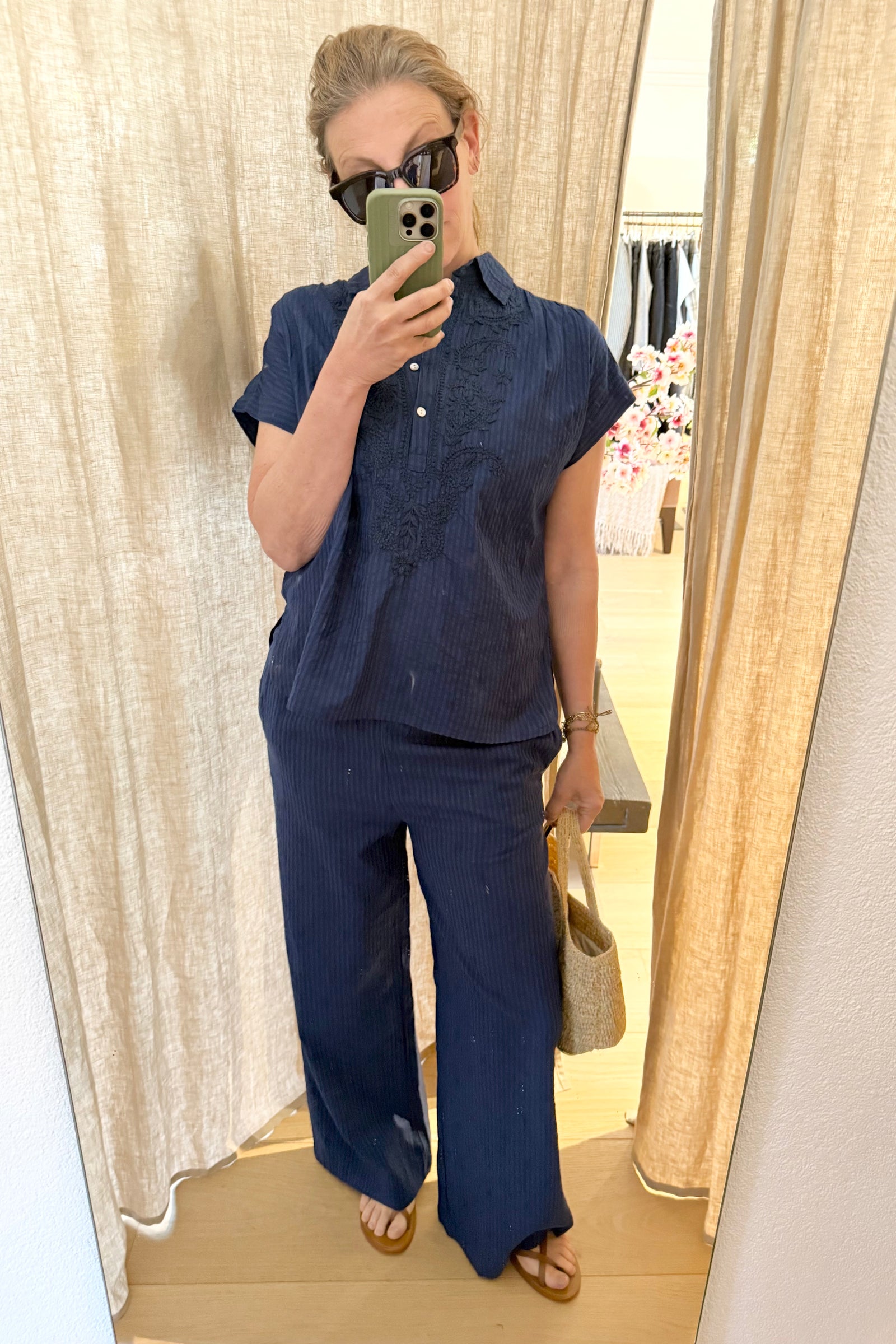 STELLA FOREST Baumwollbluse "BILLIE" navyblue