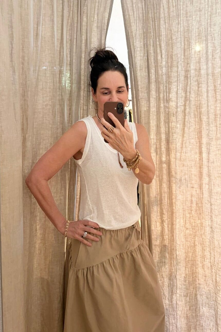 BOWERY NYC Essential Leinentanktop off-white