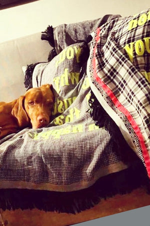 KARIEN BELLE WOOL Plaid "POETRY" off-white/black