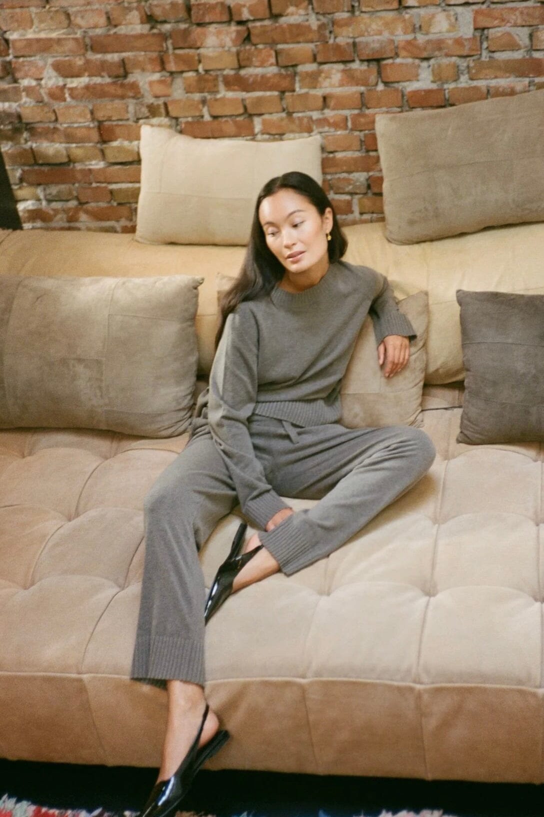 RABENS SALONER  Strick Lounge Sweater "Ruca" oliv