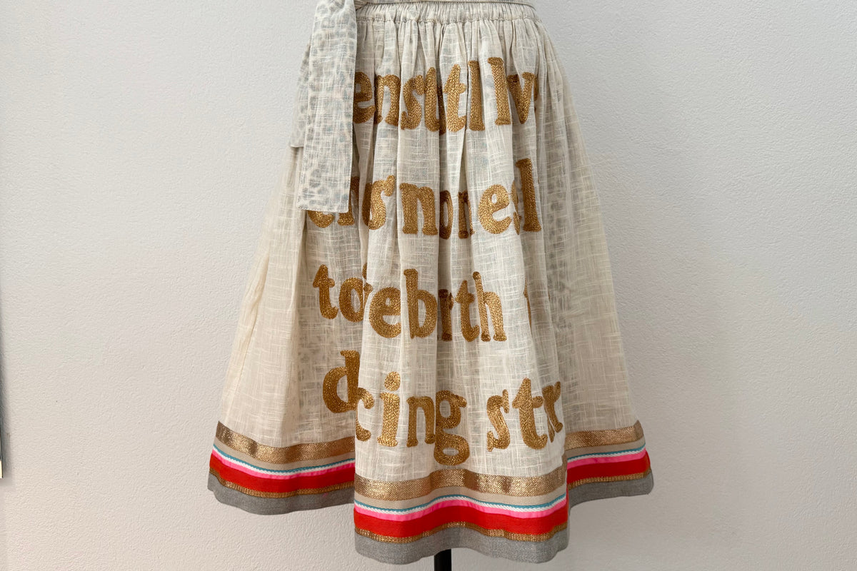 KARIEN BELLE Midi Skirt "POETRY" creme/rot