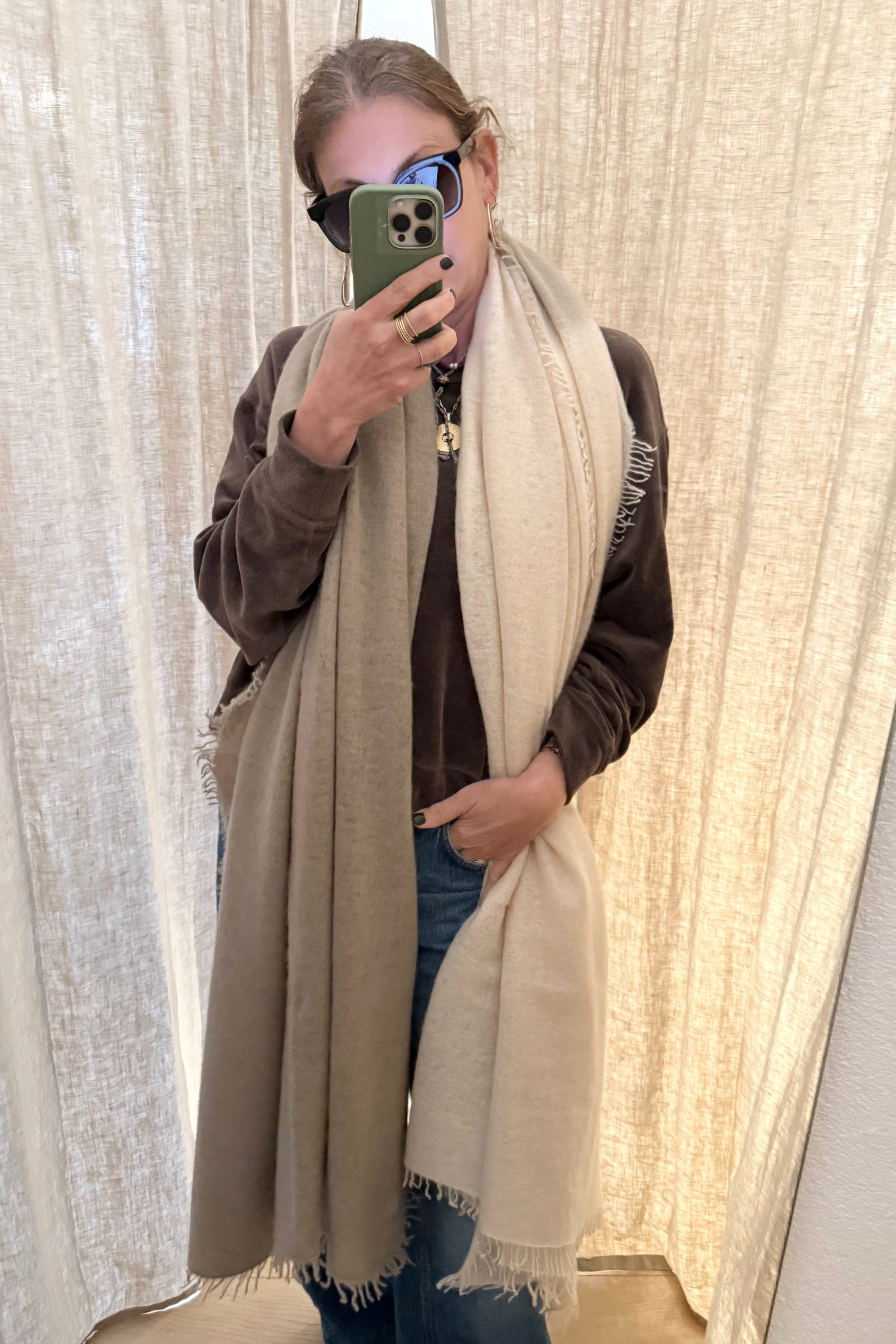 VON GOAT Cashmere Schal "TyeDye" beige/sand