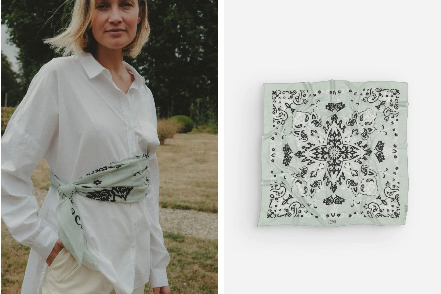 MAISON LECOMTE FLAMANT Baumwollschal "Bandana" mint