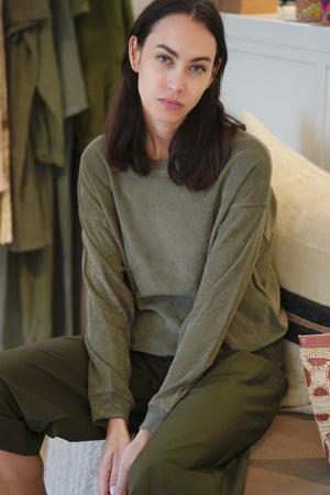 Choice by Réjane Rosenberger Frottee Sweater "NICOLE" olive