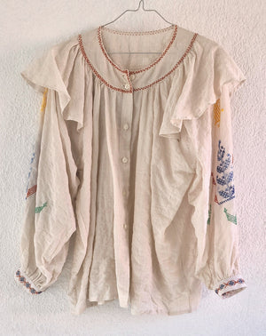 CLARAMONTE Baumwollbluse "AMAZIGH" beige