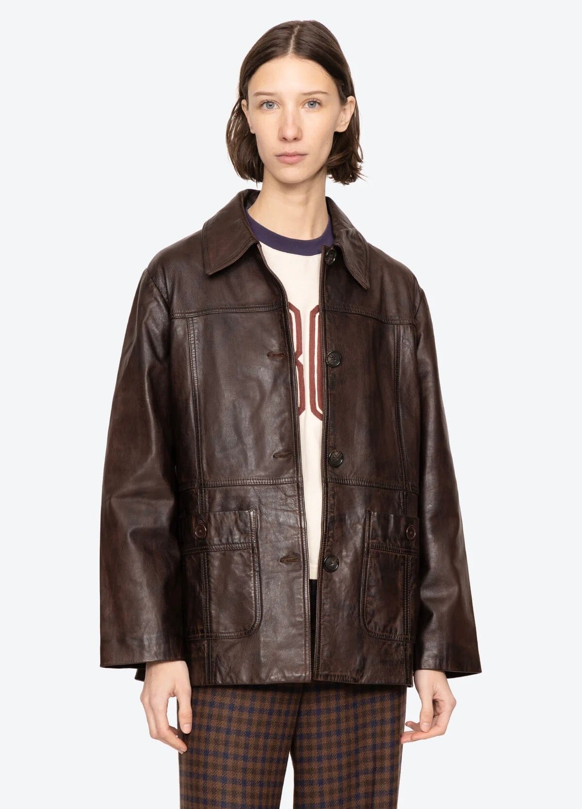 SEA NEW YORK Lederjacke "LENOIR" chocolat