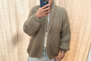 MAIAMI Shaggy Chunky Alpaca Shawl Cardigan soft olive