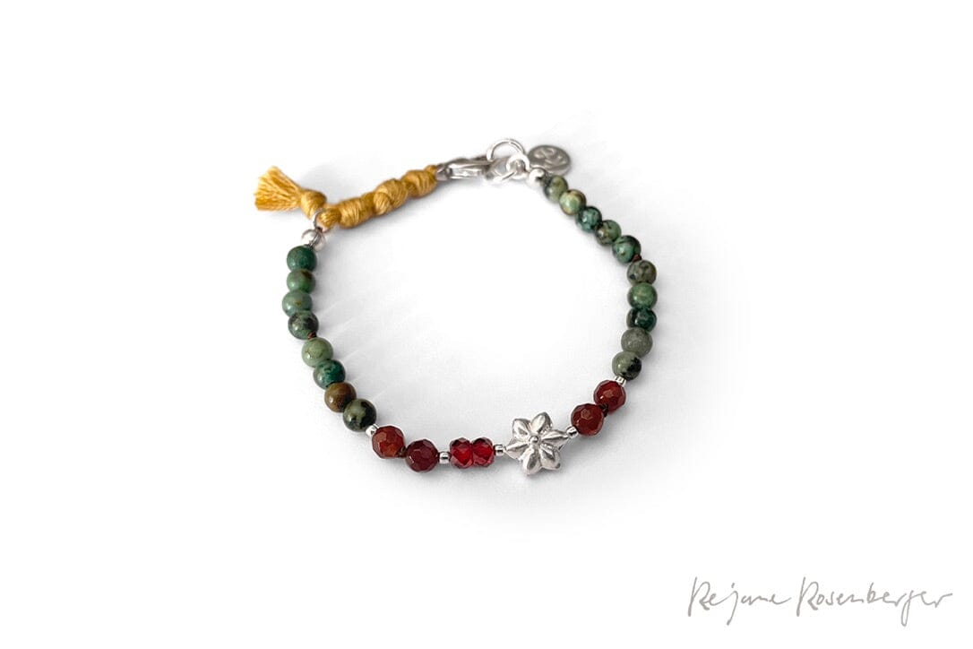 REJANE ROSENBERGER DESIGN Steinarmband "BOHO" mit Baumwolle