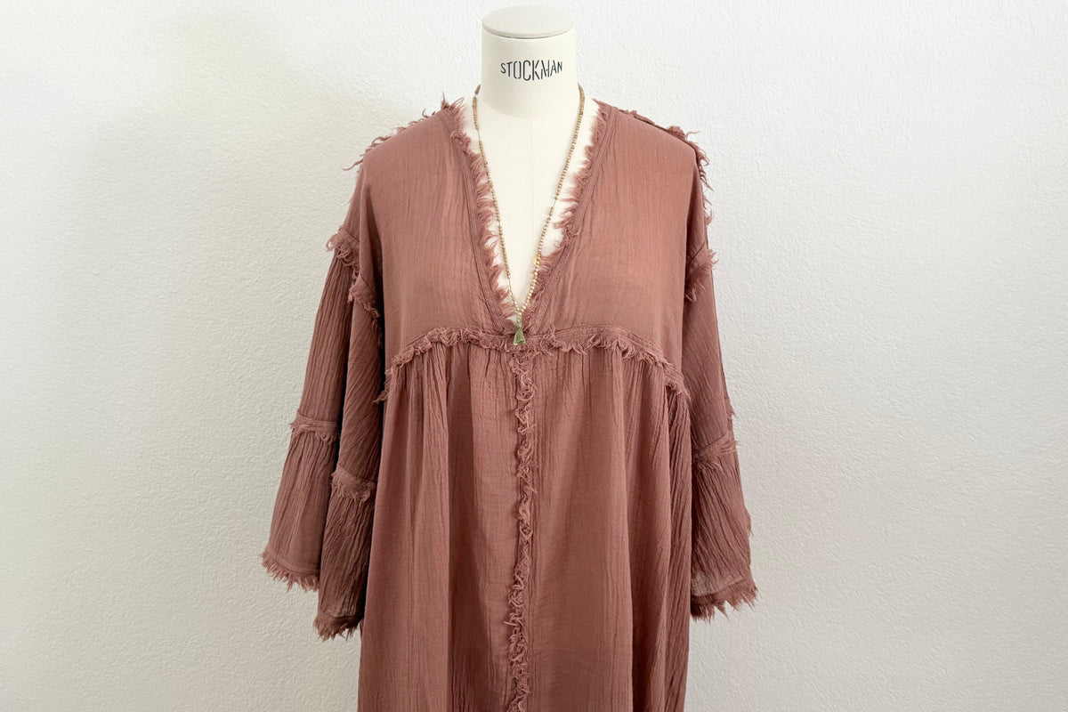 CHRISTIAN ZEN Baumwolltunika "ZINA" Midi rusty