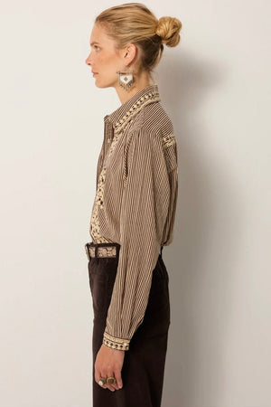 MAISON HOTEL Baumwollbluse "COHIBA" tabbaco stripe
