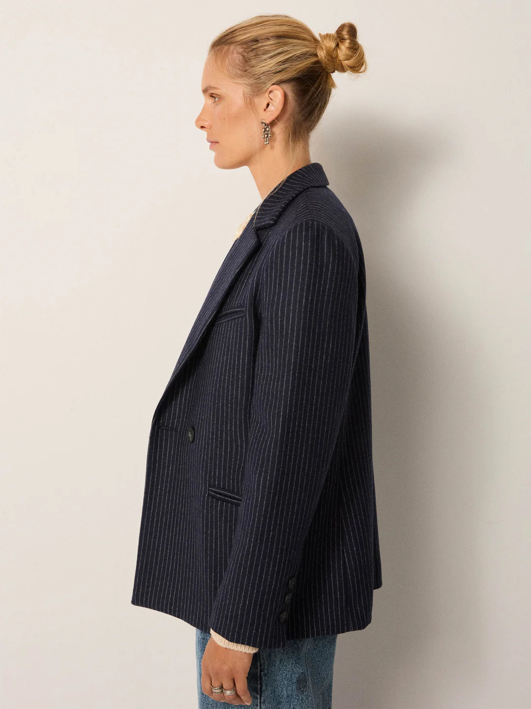 MAISON HOTEL Woolmix Blazer "JACKIE" navy stripe