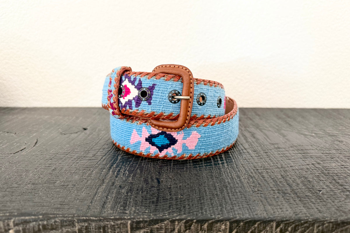 Mehrfarbiger, ethnischer Gürtel "UNYKE" ciel