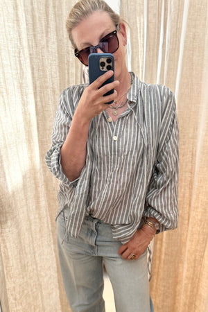 CLARAMONTE Baumwollbluse "NAILA" grey stripe