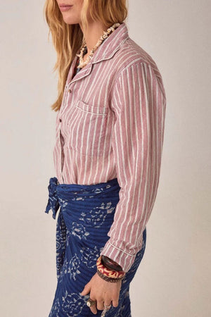 MAISON HOTEL Baumwollbluse "DADA" wine stripe