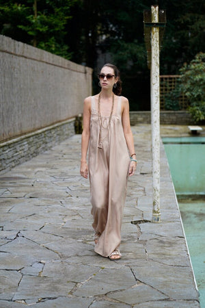 ONE SIZE Cupro Kleid "VENUS" hazelnus