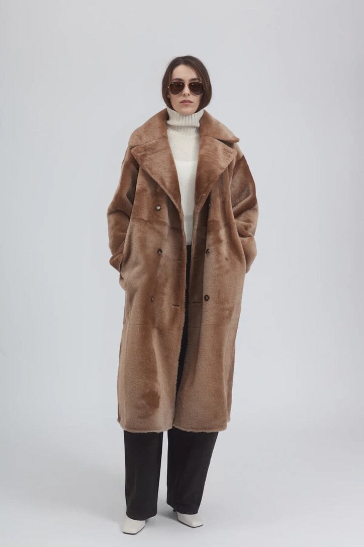 UTZON Shearlingmantel "CLARK" camel