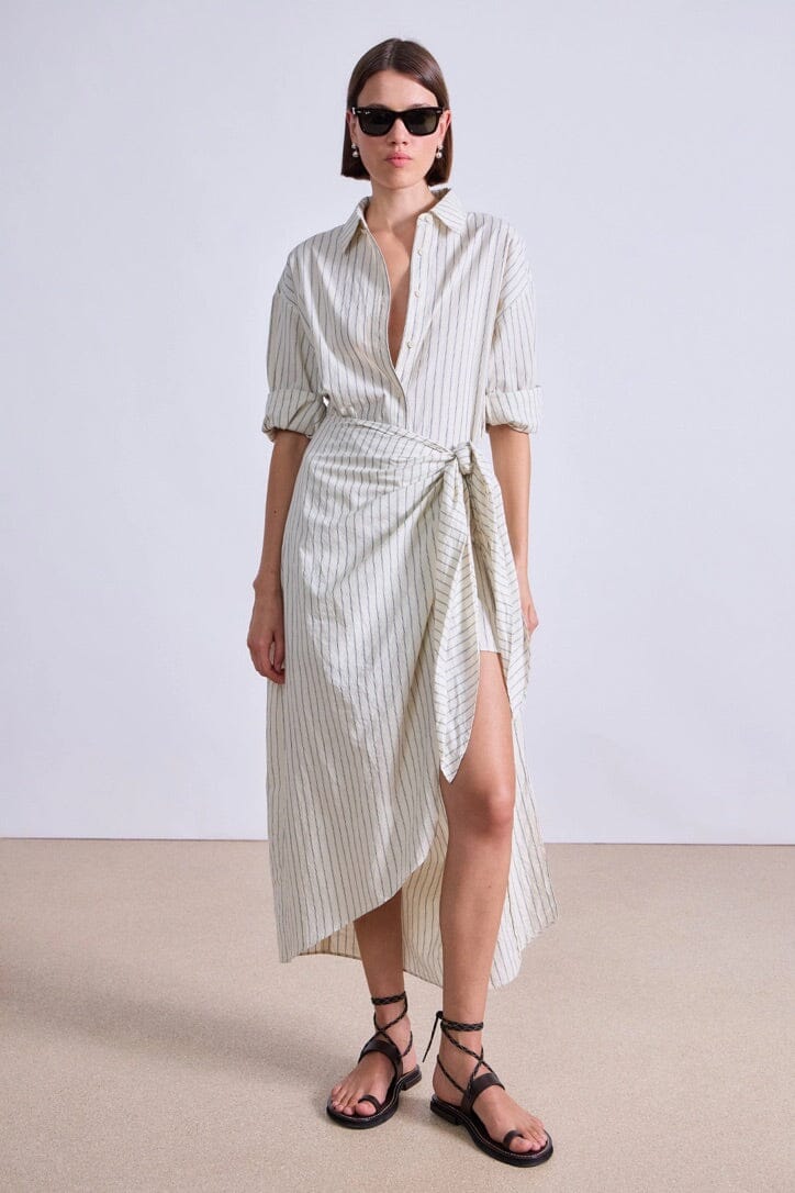 APIECE APART Sarong Shirt Dress "ALESSANDRA" stripe