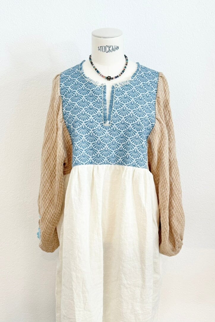 NINA LEUCA Baumwoll/Leinenkleid "ESTELLE" offwhite