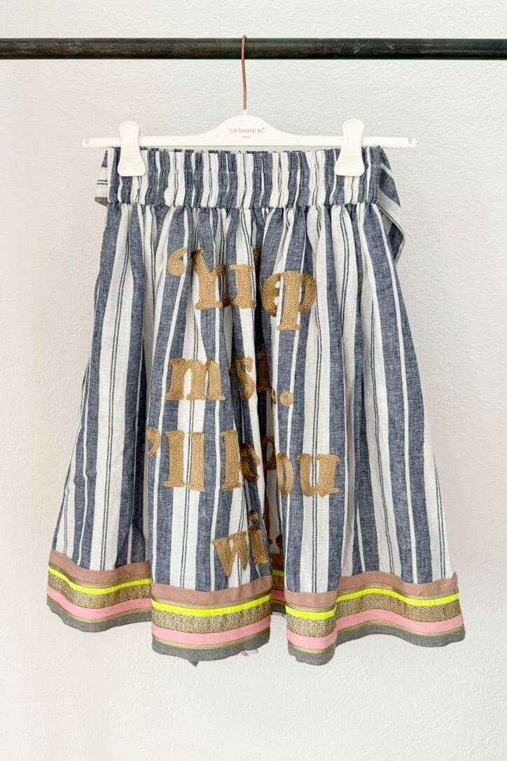 KARIEN BELLE Midi Skirt "POETRY" stripe blue (C)