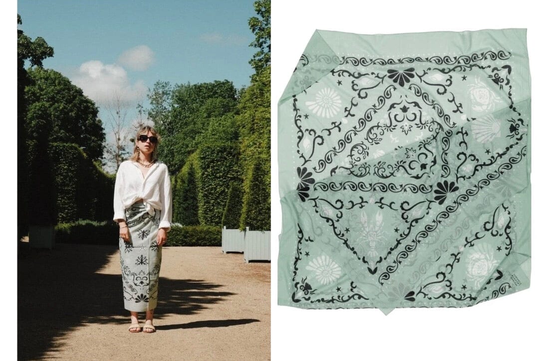 MAISON LECOMTE FLAMANT Baumwollpareo "Bandana" mint