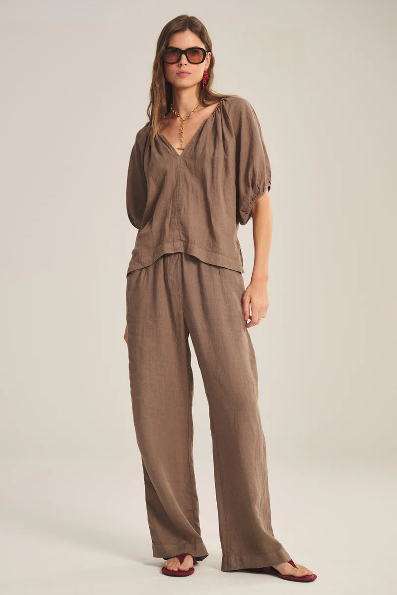 VELVET linen trousers "GINI05" shadow