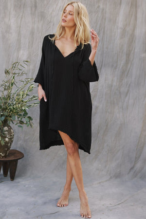 9seed - Joshua Tree Lightweight Gauze Kaftan black
