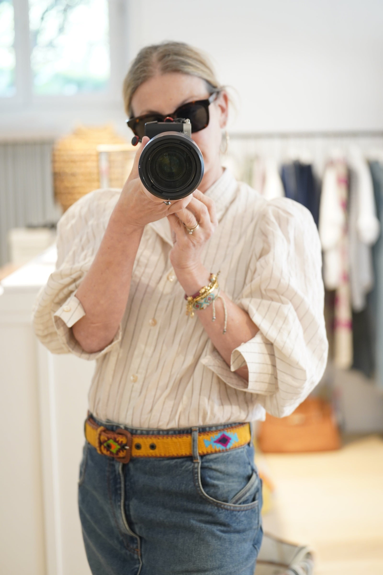 CLARAMONTE Baumwollbluse "Klaus" stripe sand