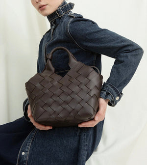 CALAJADE Leather shopper "MISU" MEDIUM - black