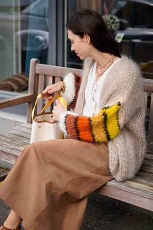 E WITH LOVE handknit jacket "SLEEVE" sand