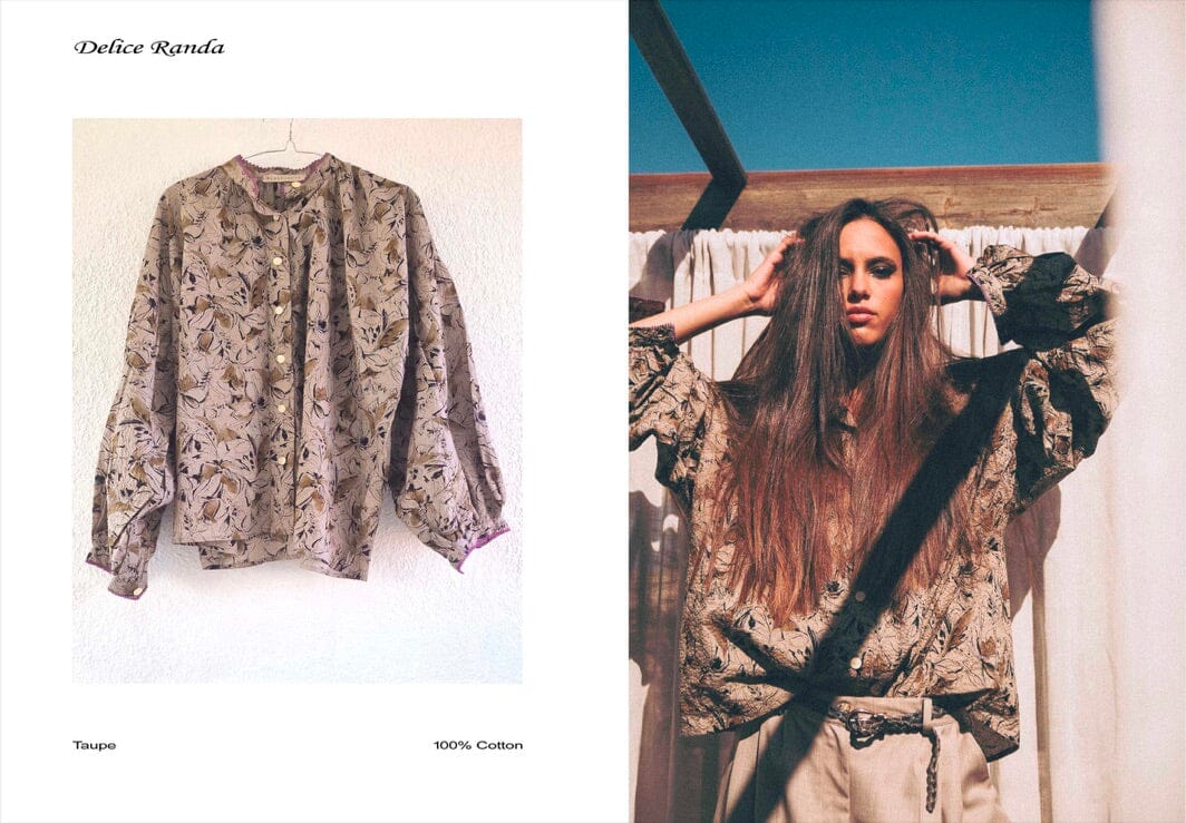 CLARAMONTE Baumwollbluse "Randa" taupe floral