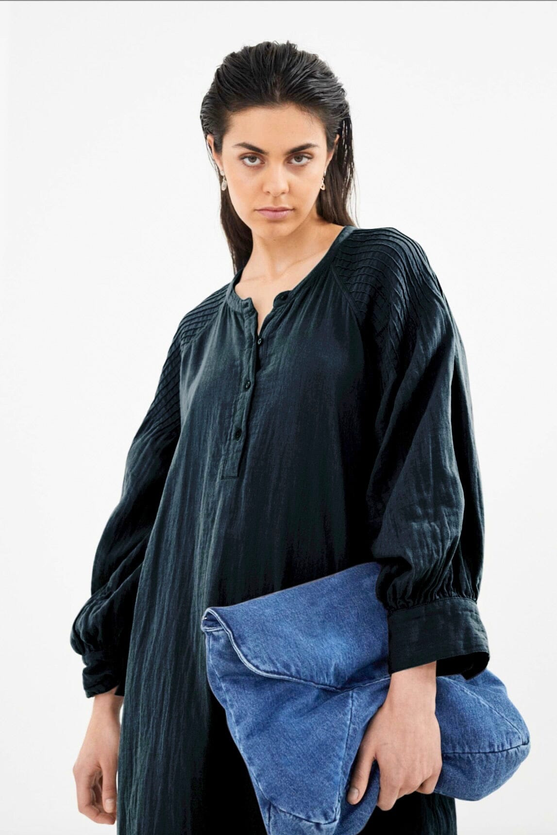 RABENS SALONER  Baumwollkleid "MINETTE" schwarz