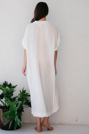 9seed - Tunisia Caftan Dress - Gauze weiss