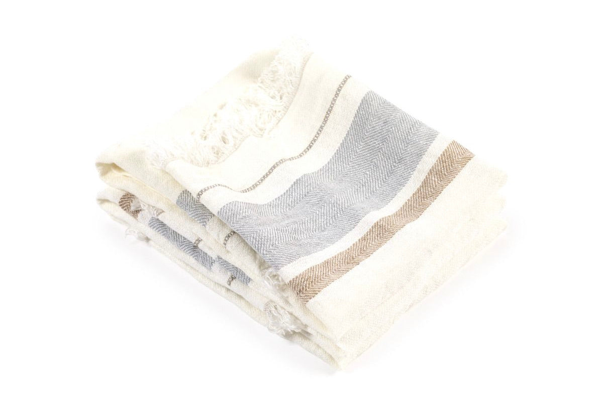 LIBECO Leinen Gästehandtuch "Oyster Stripes" 55x65