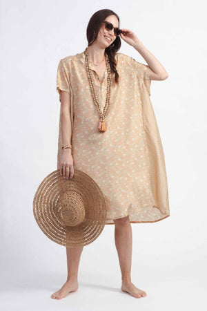 YVONNE S Maxi T-Shirt Dress "Silk" haselnut/mint (C)