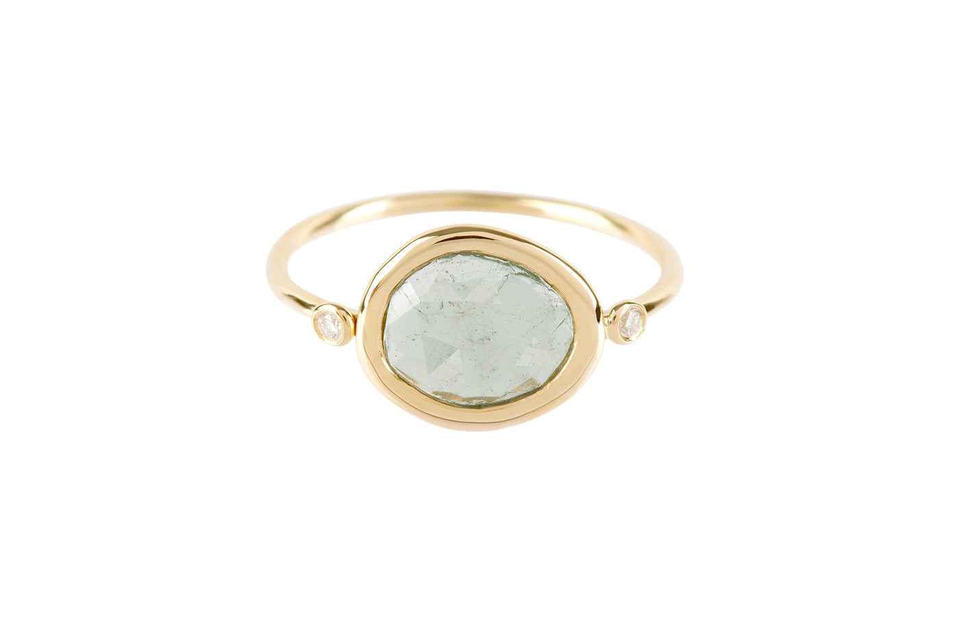 EIKOSY DYO "Thetis" Ring aqua Turmalin/Diamant in 14K Gelb Gold