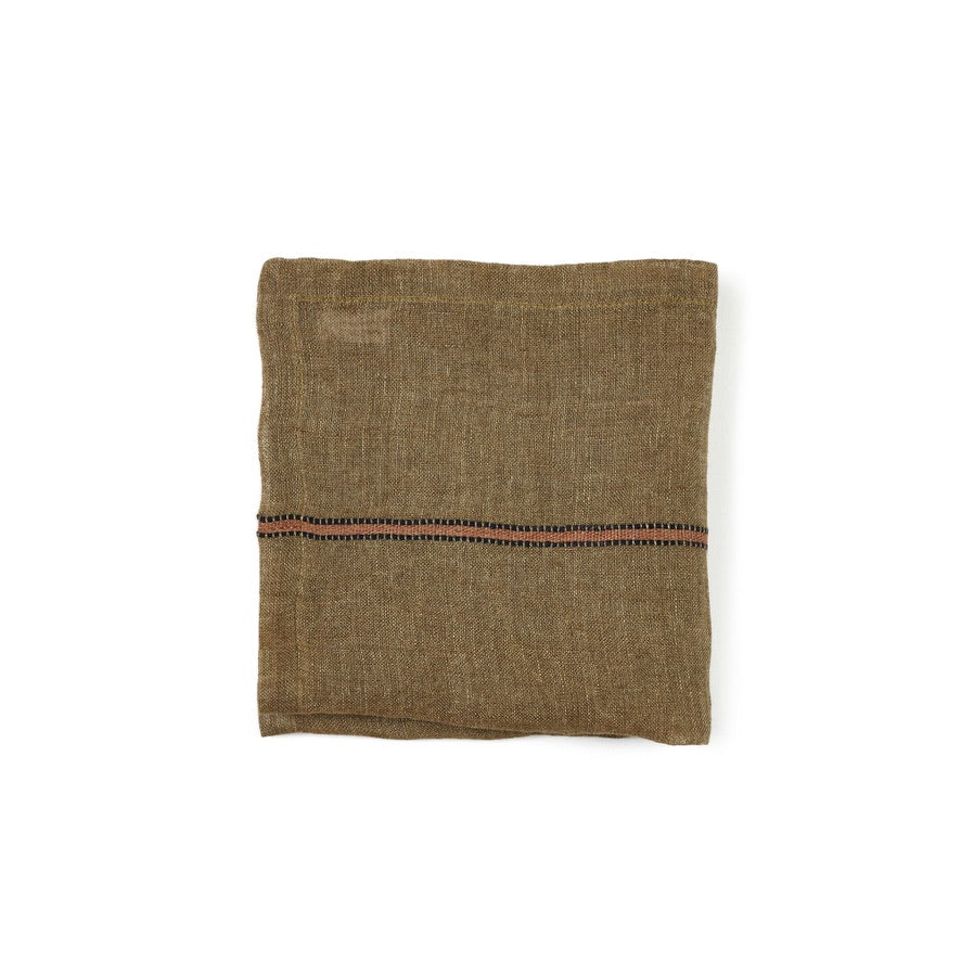 LEINEN napkins "MARIE" 42x42 bronze stripe